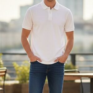 Zara White Polo Shirt, chest 20in, long 24in, arm 12in